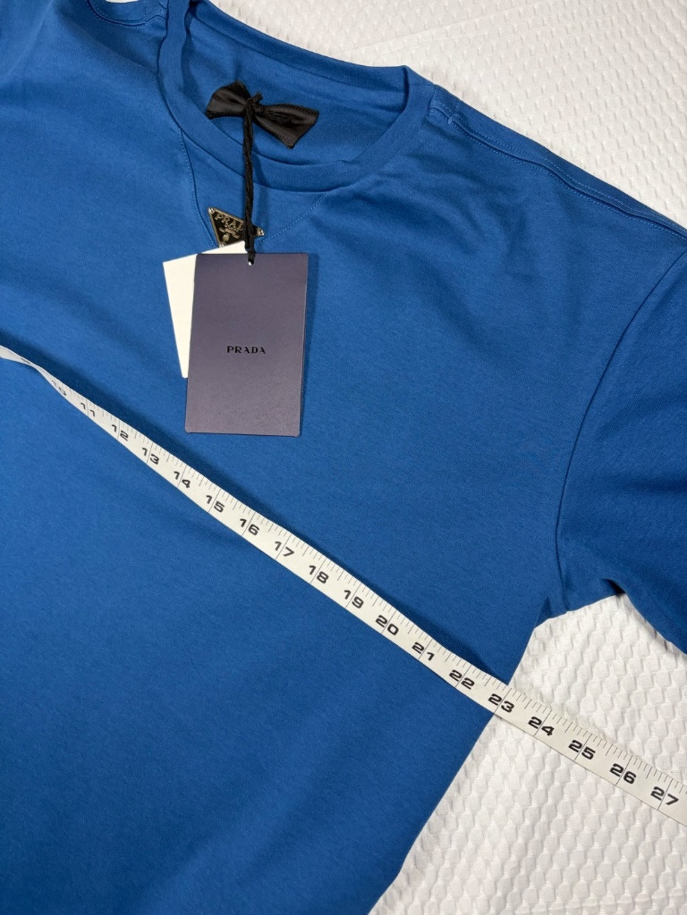 MEN'S AUTHENTIC PRADA AVIATOR BLUE COTTON T-SHIRT TRIANGLE SIZE M OVERSIZED - Picture 2 of 7